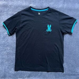 Psycho Bunny T Shirt Youth Sz M 10/12 Kids Classic Black Blue Logo Pima Cotton